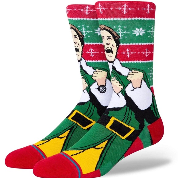 Stance x Elf Cold Outside Crew Socks, Size Small - Picture 2 of 7